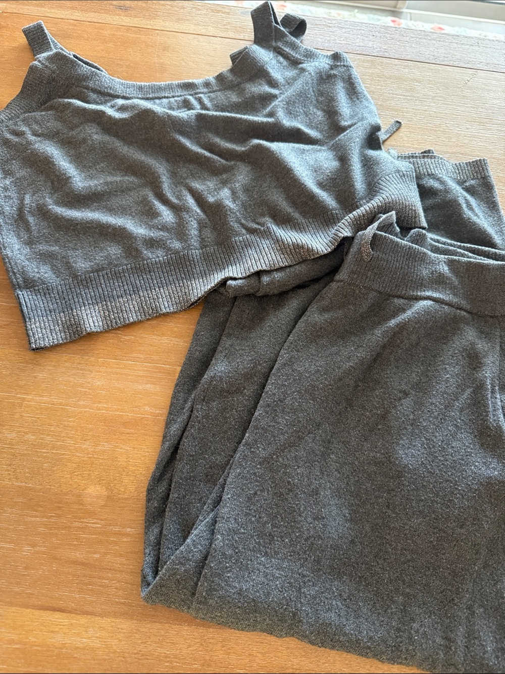 Soma Gray Knit Pajama Sweater Tank & Pant Set